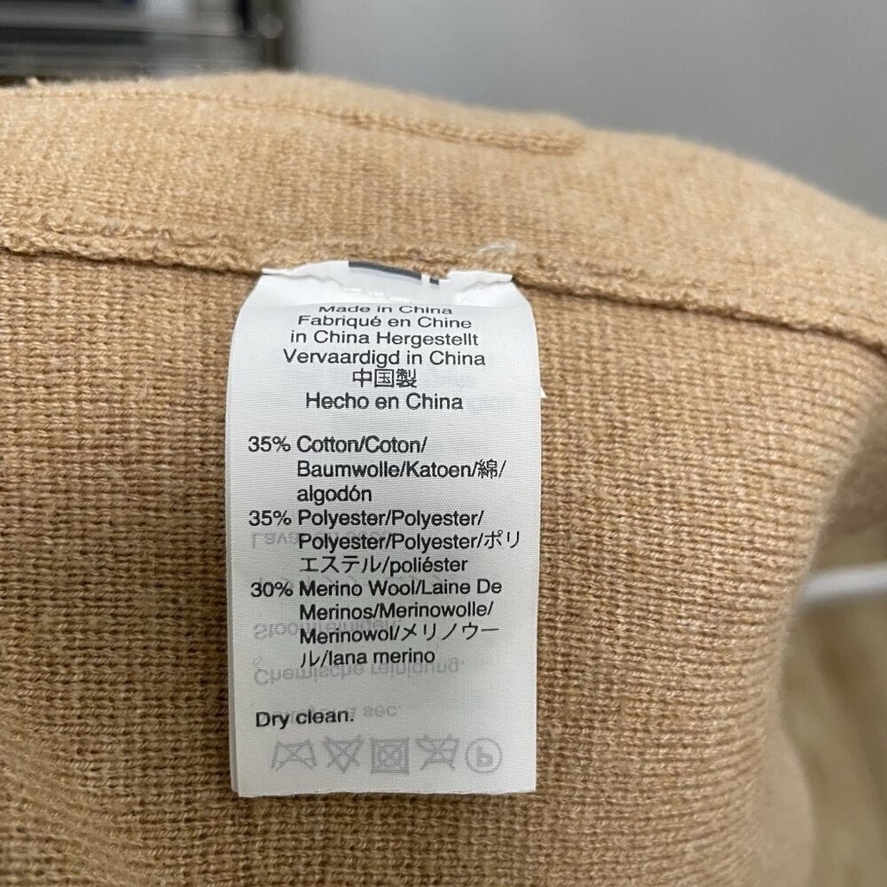 J Crew Merino Wool Blend Sweater Blazer Open Front Camel Brown Preppy size Small - Picture 8 of 8